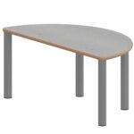 Halbrundtisch ZALOTTI mit Linoleum, Stahlrohrbeine Ø 60 mm, Stellfuß - TIX6HR1266L3