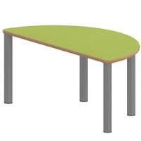 Halbrundtisch ZALOTTI mit Linoleum, Stahlrohrbeine Ø 60 mm, Stellfuß – Bild 2