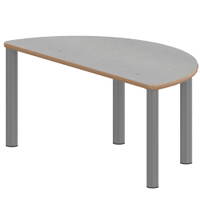 Halbrundtisch ZALOTTI mit Linoleum, Stahlrohrbeine Ø 60 mm, Stellfuß – Bild 4