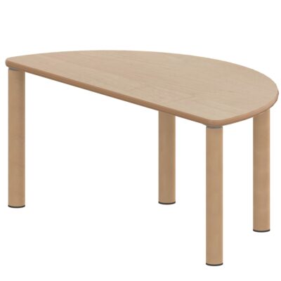 Halbrundtisch ZALOTTI mit Schichtstoff, Massivholzbeine Ø 60 mm, Stellfuß