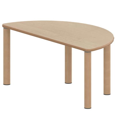 Halbrundtisch ZALOTTI mit Schichtstoff, Massivholzbeine Ø 60 mm, Stellfuß