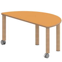 Halbrundtisch ZALOTTI mit Linoleum, Massivholzbeine Ø 60 mm, fahrbar – Bild 3