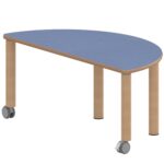 Halbrundtisch ZALOTTI mit Linoleum, Massivholzbeine Ø 60 mm, fahrbar - TIX6HR126KL2 3
