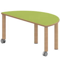Halbrundtisch ZALOTTI mit Linoleum, Massivholzbeine Ø 60 mm, fahrbar – Bild 4