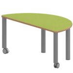 Halbrundtisch ZALOTTI mit Linoleum, Stahlrohrbeine Ø 60 mm, fahrbar - TIX6HR126KL5 1