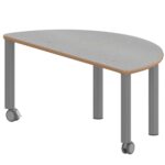 Halbrundtisch ZALOTTI mit Linoleum, Stahlrohrbeine Ø 60 mm, fahrbar - TIX6HR126KL5 3