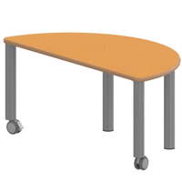 Halbrundtisch ZALOTTI mit Linoleum, Stahlrohrbeine Ø 60 mm, fahrbar – Bild 4