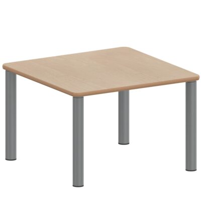 Quadrattisch ZALOTTI mit Schichtstoff, Stahlrohrbeine Ø 60 mm, Stellfuß