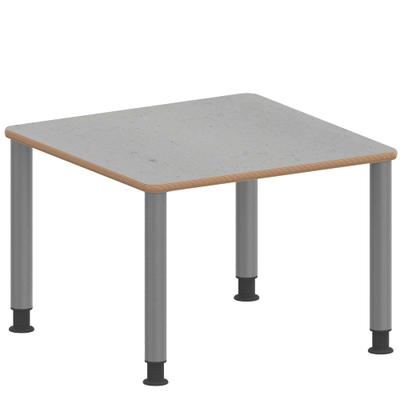 Quadrattisch ZALOTTI mit Linoleum, Stahlrohrbeine Ø 60 mm, Höhenverstellbar