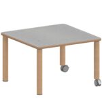 Quadrattisch ZALOTTI mit Linoleum, Massivholzbeine Ø 60 mm, Fahrbar - TIX6QUX66KL2 2