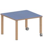 Quadrattisch ZALOTTI mit Linoleum, Massivholzbeine Ø 60 mm, Fahrbar - TIX6QUX66KL2 3