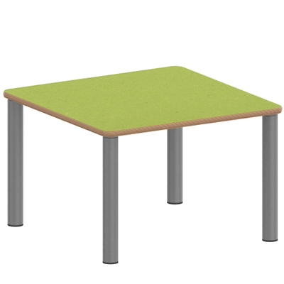 Quadrattisch ZALOTTI mit Linoleum, Stahlrohrbeine Ø 60 mm, Stellfuß