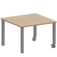 Quadrattisch ZALOTTI mit Schichtstoff, Stahlrohrbeine Ø 60 mm, Fahrbar