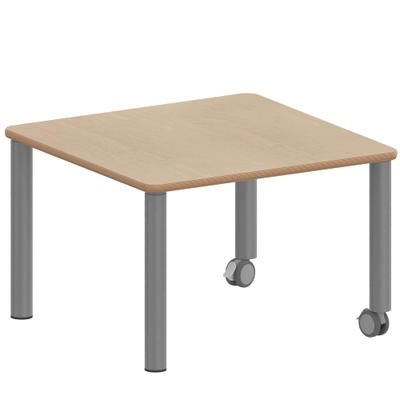 Quadrattisch ZALOTTI mit Schichtstoff, Stahlrohrbeine Ø 60 mm, Fahrbar
