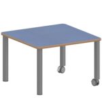Quadrattisch ZALOTTI mit Linoleum, Stahlrohrbeine Ø 60 mm, Fahrbar - TIX6QUX886L5 2