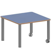 Quadrattisch ZALOTTI mit Linoleum, Stahlrohrbeine Ø 60 mm, Fahrbar – Bild 4