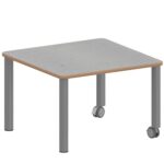 Quadrattisch ZALOTTI mit Linoleum, Stahlrohrbeine Ø 60 mm, Fahrbar - TIX6QUX886L5 3