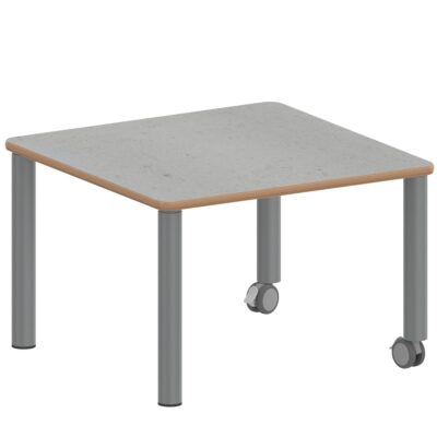 Quadrattisch ZALOTTI mit Linoleum, Stahlrohrbeine Ø 60 mm, Fahrbar