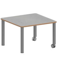 Quadrattisch ZALOTTI mit Linoleum, Stahlrohrbeine Ø 60 mm, Fahrbar