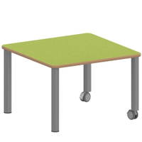 Quadrattisch ZALOTTI mit Linoleum, Stahlrohrbeine Ø 60 mm, Fahrbar – Bild 6