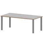 Rechtecktisch ZALOTTI mit Linoleum, Stahlrohrbeine Ø 60 mm, Stellfuß - TIX6RE126KL3