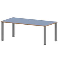 Rechtecktisch ZALOTTI mit Linoleum, Stahlrohrbeine Ø 60 mm, Stellfuß – Bild 2