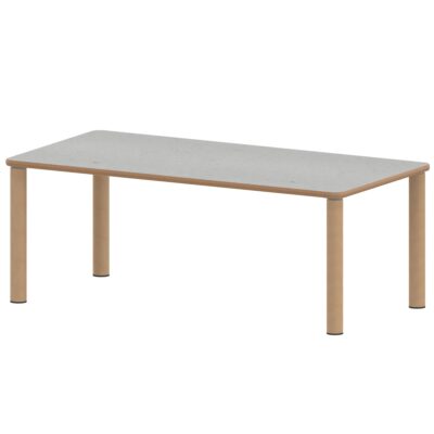 Rechtecktisch ZALOTTI mit Linoleum, Massivholzbeine Ø 60 mm, Stellfuß