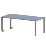 Rechtecktisch ZALOTTI mit Linoleum, Stahlrohrbeine Ø 60 mm, Fahrbar - TIX6RE1475L5 1