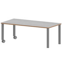 Rechtecktisch ZALOTTI mit Linoleum, Stahlrohrbeine Ø 60 mm, Fahrbar – Bild 6