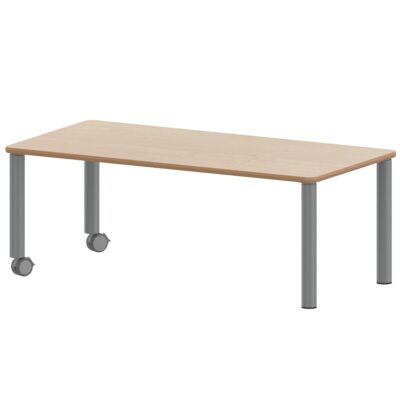 Rechtecktisch ZALOTTI mit Schichtstoff, Stahlrohrbeine Ø 60 mm, Fahrbar