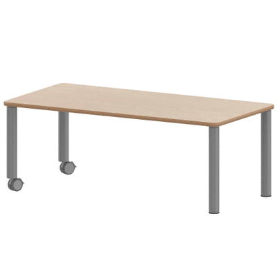 Rechtecktisch ZALOTTI mit Schichtstoff, Stahlrohrbeine Ø 60 mm, Fahrbar