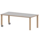 Rechtecktisch ZALOTTI mit Linoleum, Massivholzbeine Ø 60 mm, Fahrbar - TIX6RE1686L2 2