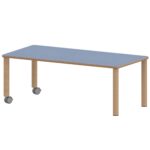 Rechtecktisch ZALOTTI mit Linoleum, Massivholzbeine Ø 60 mm, Fahrbar - TIX6RE1686L2 3