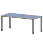 Rechtecktisch ZALOTTI mit Linoleum, Stahlrohrbeine Ø 60 mm, Höhenverstellbar - TIX6RE1686L4