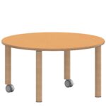 Rundtisch 100 cm ZALOTTI mit Linoleum, Massivholzbeine Ø 60 mm, fahrbar - TIX6RUX101L2 2