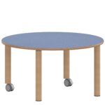 Rundtisch 100 cm ZALOTTI mit Linoleum, Massivholzbeine Ø 60 mm, fahrbar - TIX6RUX101L2 3