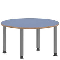 Rundtisch 100 cm ZALOTTI mit Linoleum, Stahlrohrbeine Ø 60 mm, höhenverstellbar – Bild 3