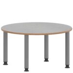 Rundtisch 100 cm ZALOTTI mit Linoleum, Stahlrohrbeine Ø 60 mm, höhenverstellbar - TIX6RUX106L4