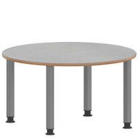 Rundtisch 100 cm ZALOTTI mit Linoleum, Stahlrohrbeine Ø 60 mm, höhenverstellbar – Bild 4