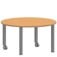 Rundtisch 100 cm ZALOTTI mit Linoleum, Stahlrohrbeine Ø 60 mm, fahrbar – Bild 5