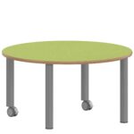 Rundtisch 100 cm ZALOTTI mit Linoleum, Stahlrohrbeine Ø 60 mm, fahrbar - TIX6RUX106L5 2