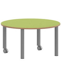 Rundtisch 100 cm ZALOTTI mit Linoleum, Stahlrohrbeine Ø 60 mm, fahrbar