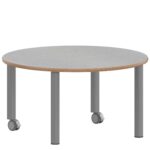 Rundtisch 100 cm ZALOTTI mit Linoleum, Stahlrohrbeine Ø 60 mm, fahrbar - TIX6RUX106L5 3