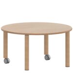 Rundtisch 100 cm ZALOTTI mit Schichtstoff, Massivholzbeine Ø 60 mm, fahrbar - TIX6RUX10KH2