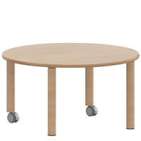 Rundtisch 100 cm ZALOTTI mit Schichtstoff, Massivholzbeine Ø 60 mm, fahrbar