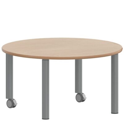 Rundtisch 100 cm ZALOTTI mit Schichtstoff, Stahlrohrbeine Ø 60 mm, fahrbar