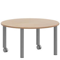 Rundtisch 100 cm ZALOTTI mit Schichtstoff, Stahlrohrbeine Ø 60 mm, fahrbar