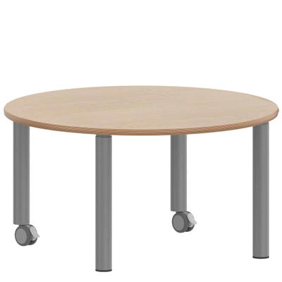 Rundtisch 100 cm ZALOTTI mit Schichtstoff, Stahlrohrbeine Ø 60 mm, fahrbar