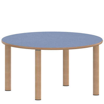 Rundtisch 100 cm ZALOTTI mit Linoleum, Massivholzbeine Ø 60 mm, Stellfuß