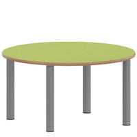 Rundtisch 100 cm ZALOTTI mit Linoleum, Stahlrohrbeine Ø 60 mm, Stellfuß – Bild 3